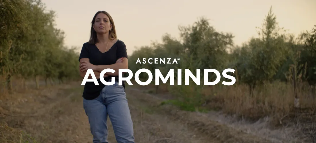 Mariana Lança, Agricultora Portuguesa, num olival na sua propriedade Herdade Grande, para o vídeo Agrominds sobre o tema jovens agricultores.