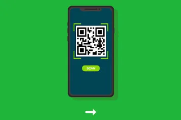 simulação de smartphone a fazer a leitura de um código qr